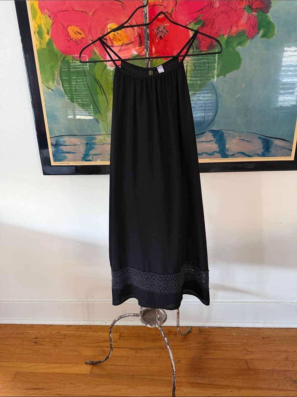 Black Midi Skirt with Crochet Hem - Brand Unknown
